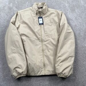 Lands End Mens Khaki Full Zip Mock Neck Jacket LM35OW433 Tan Size M NEW